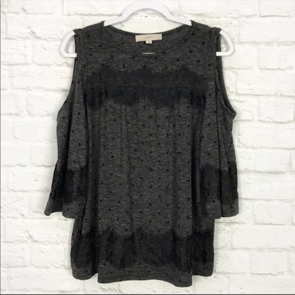 LOFT Tops - LOFT polka dot cold shoulder top-size M